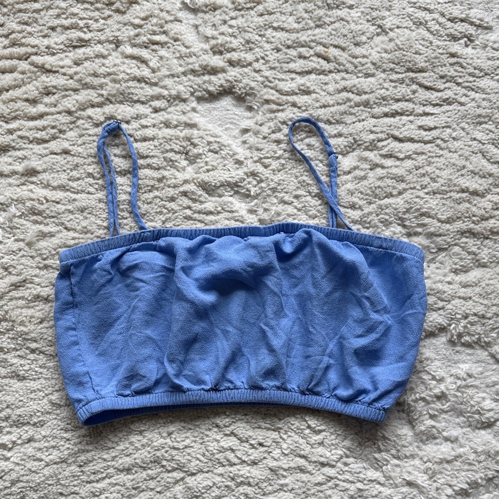 Capulet Blue Strapless Crop Top